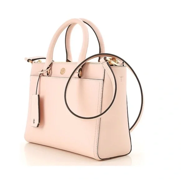 NWOT Tory Burch Saffiano Leather Pink Robinson double zip tote bag - Picture 2 of 16